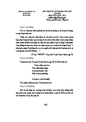 Đề kiểm tra học sinh giỏi cấp huyện Ngữ văn lớp 6 - Năm học 2011-2012 - Phòng GD & ĐT Bình Lục